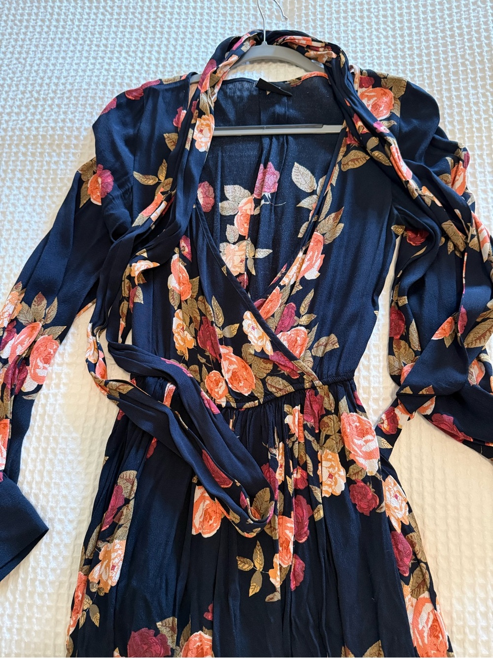 Vici Navy Floral Maxi Wrap Dress with Rose Print